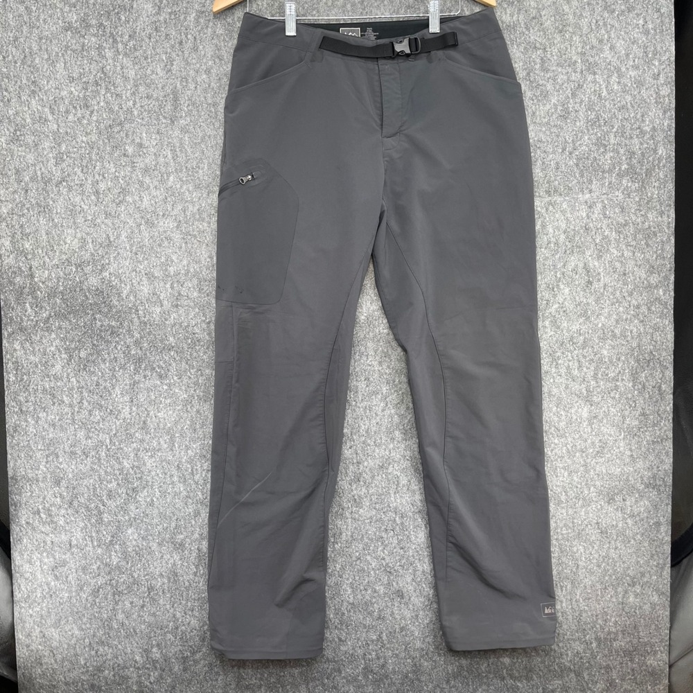 REI Co-op Pants Mens Medium 32L Gray Technical Hiking with Built-in Belt Zipper